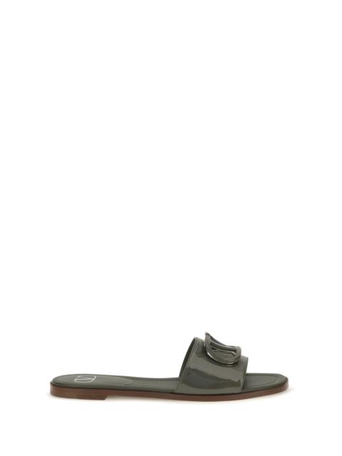 Valentino Valentino Garavani VLogo Patent Leather Slide Sandals Oasis
