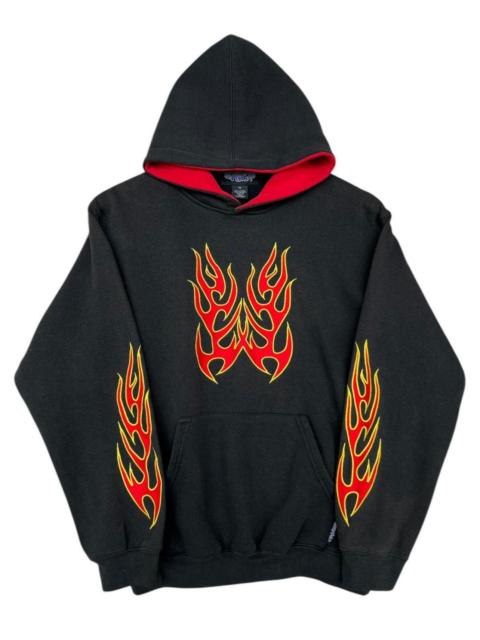Other Designers Vintage Y2K Silver Point Flame Baggy Boxy Black Hoodie