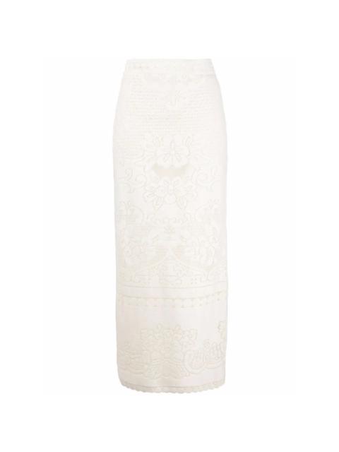 Valentino Valentino Garavani High-Waisted Heavy Lace Skirt