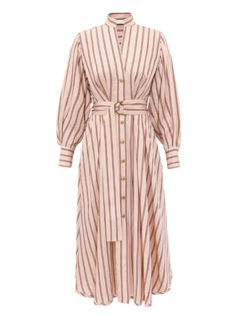 Zimmermann Valiant Tuck Shirt Dress in Cream Rose Stripe