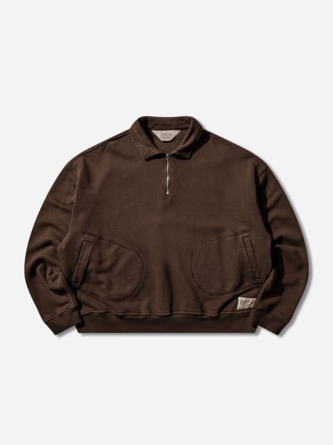 BRAIN DEAD Half Zip Collared Sweatshirt Brown