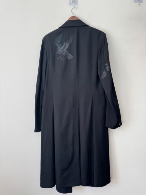 Yohji Yamamoto 21aw black embroidered crow back crow coat