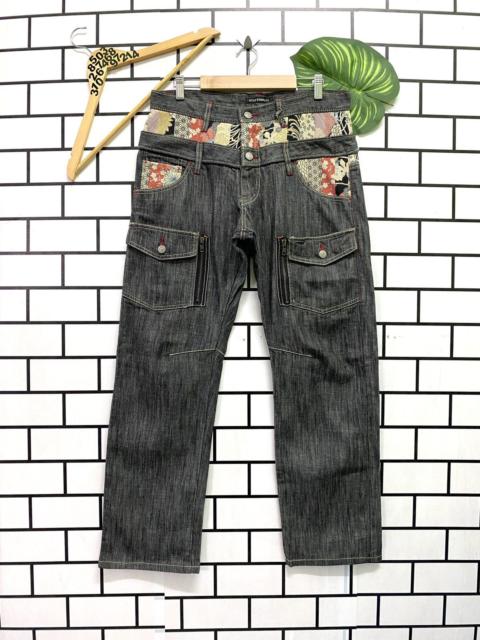 Other Designers Vintage - Japan WILD KHAKI Double Waist Floral Motif Multipocket Pants