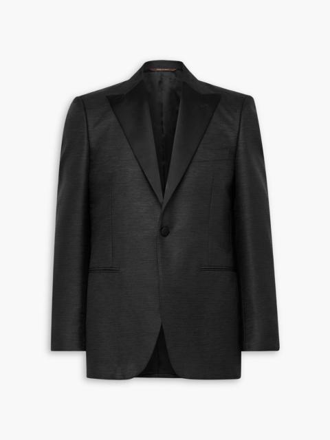 Canali Slim-fit satin-trimmed slubbed wool and silk-blend tuxedo jacket