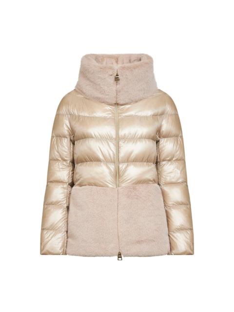 Herno Herno Women Taupe Ultralight Nylon And Lady Alternative Fur Cape