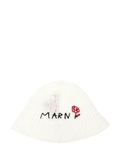 Marni Woman White Crochet Bucket Hat