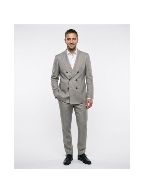 Brunello Cucinelli Brunello Cucinelli Khaki Silk Blend Double-Breasted Suit