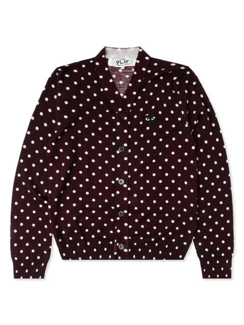 Comme des Garçons PLAY COMME DES GARCONS PLAY POLKA DOT CARDIGAN BLACK HEART - BURGUNDY