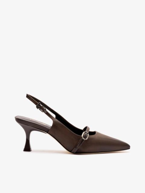 Larroudé Ines Pump In Brown Shadow Leather