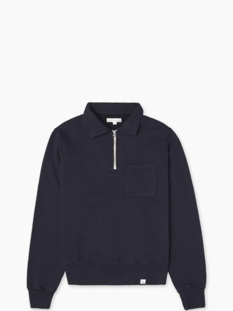 Merz b. Schwanen MERZ B. SCHWANEN ZIPC01 ZIP COLLAR SWEATSHIRT DARK NAVY