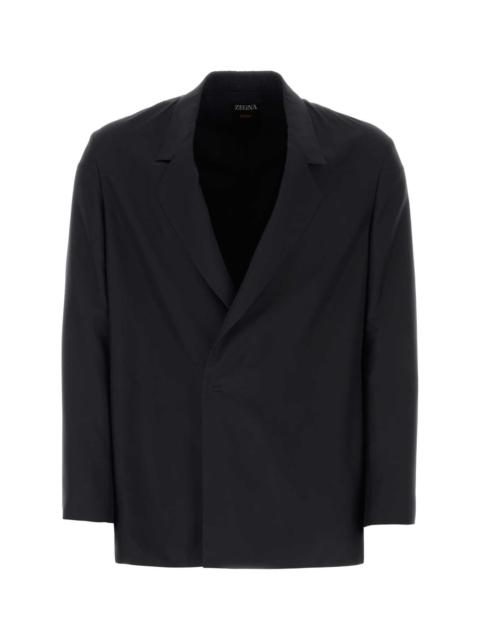 ZEGNA Zegna Men Black Silk Blazer