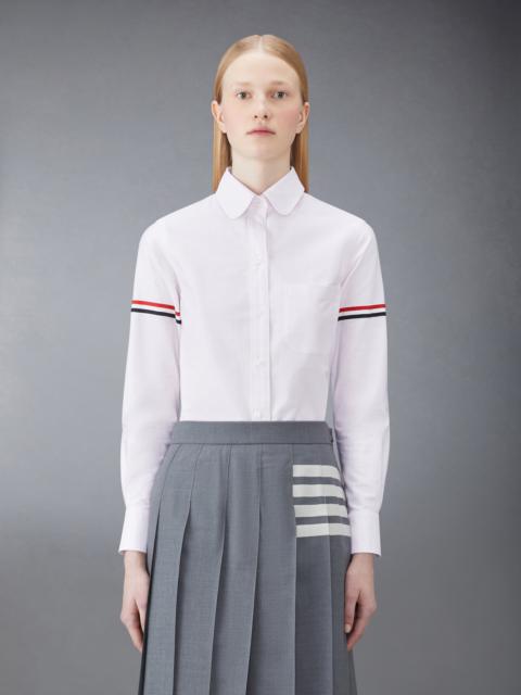 Thom Browne Pink University Stripe Oxford Grosgrain Armband Long Sleeve Shirt