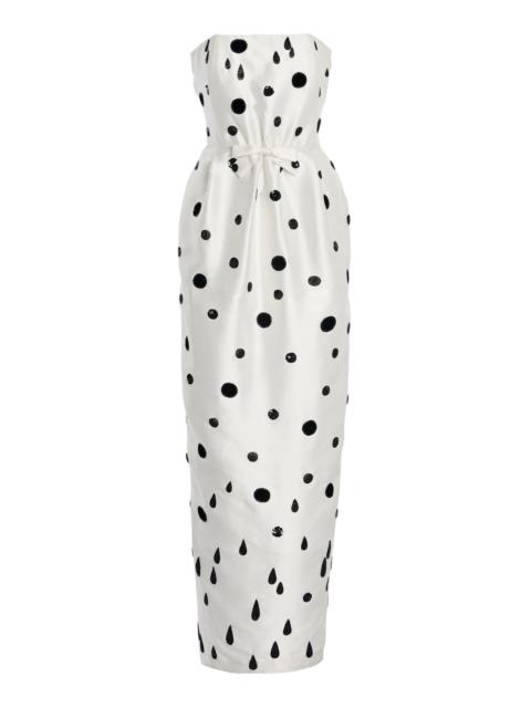 BERNADETTE Lenette Embroidered Strapless Dress black/white