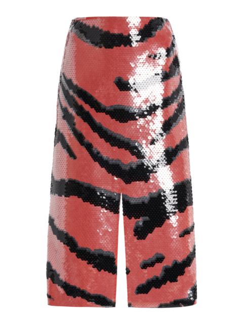 Bottega Veneta Tiger-Printed Sequin Midi Skirt print