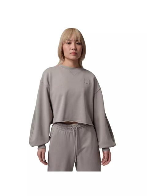 Jordan Women's Flight Fleece Mod-Crop Crew-Neck Sweatshirt -Stone
