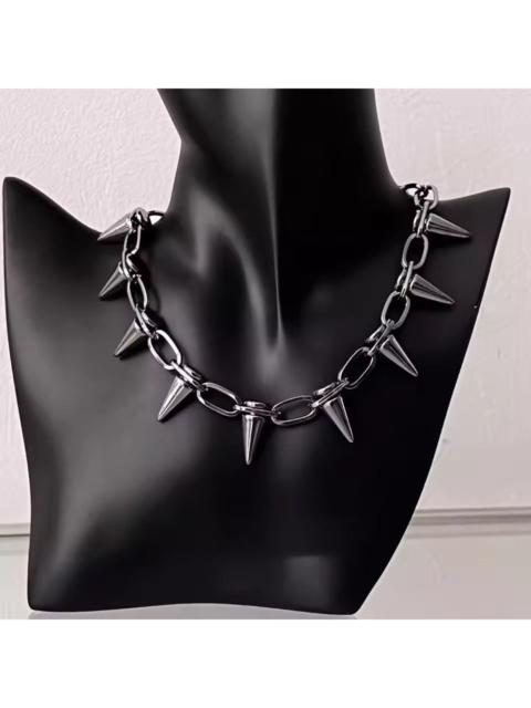 Other Designers Japanese Brand - Punk Spike Choker Necklace Gunmetal Grunge Alt Cyber