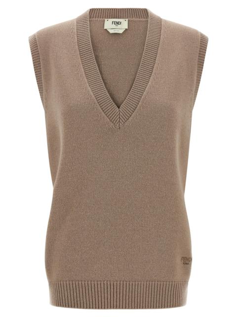 FENDI Cashmere Vest Gilet Beige