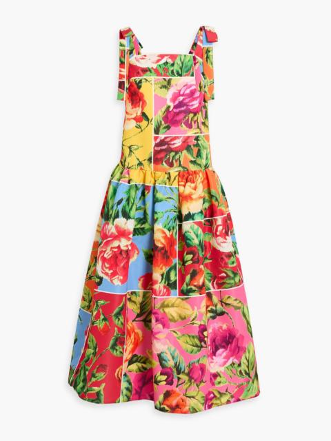 CAROLINA HERRERA Bow-detailed floral-print faille midi dress