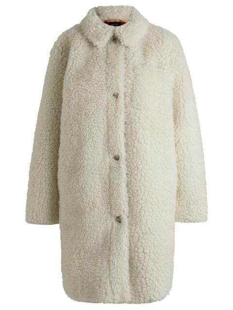 BOSS FAUX-FUR COAT WITH CHEST POCKET