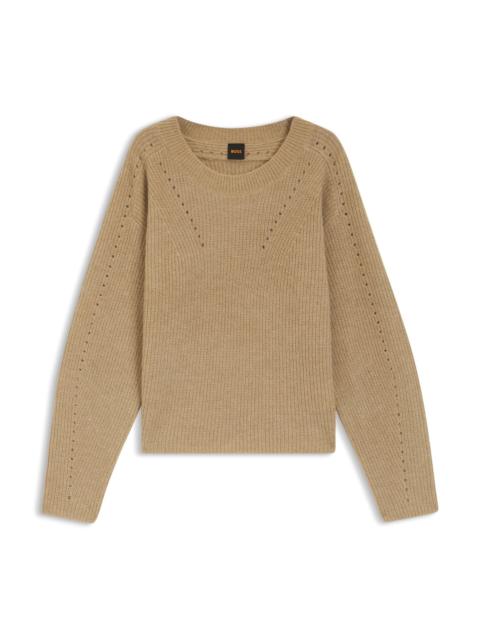 BOSS RELAXED-FIT SWEATER WITH OPEN-KNIT DETAILS