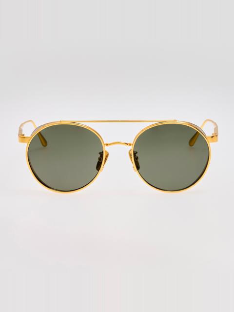 LINDA FARROW Conor Sunglasses in Black and Gold
