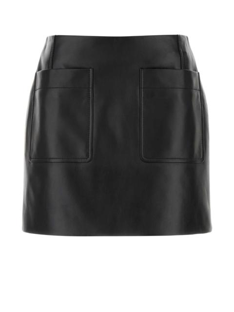 Bottega Veneta Bottega Veneta Women Black Leather Mini Skirt