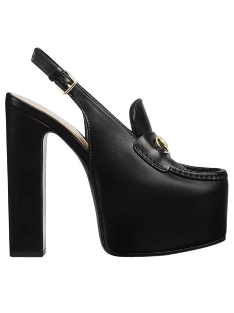 GUCCI Horsebit Slingback Leather Platform Loafers