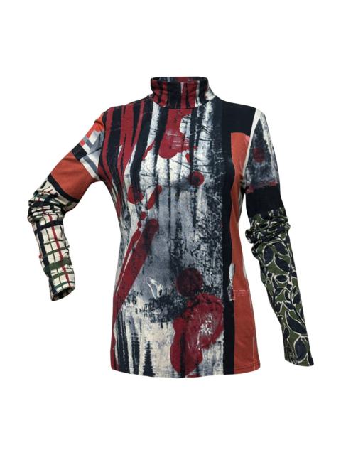 JEAN PAUL GAULTIER HOMME Fall Winter 2001 Abstract Printed Turtleneck Long Sleeve Top