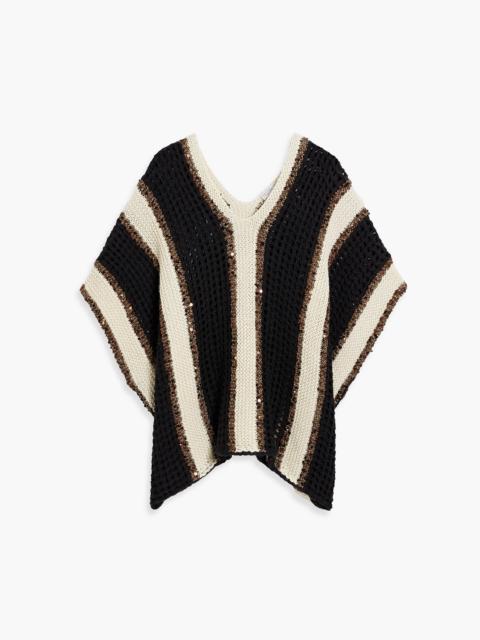 Brunello Cucinelli Sequin-embellished open-knit jute-blend sweater