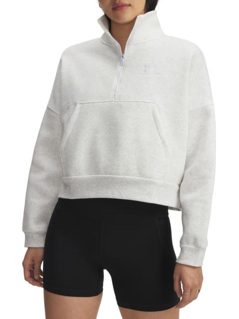 Under Armour Under Armour Icon Fleece Half Zip PUllover in Distant Gray Heather //White at Nordstrom