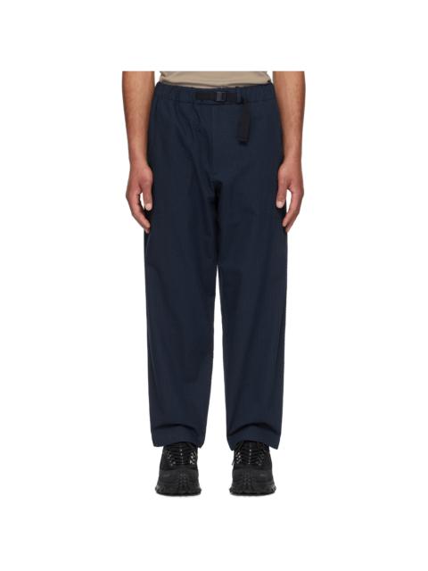 Moncler Navy Belted Seersucker Trousers