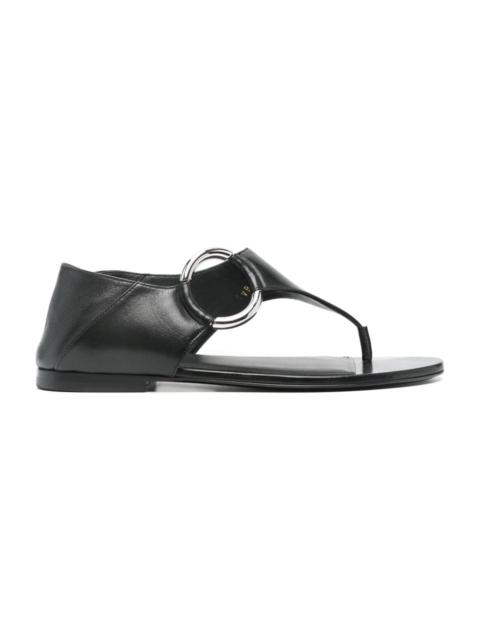 SAINT LAURENT Ring Leather Flat Sandals