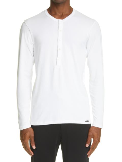 TOM FORD TOM FORD Cotton Knit Henley in 100White at Nordstrom