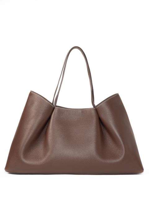 Elleme Dimple Tote Pebbled Leather Dark Brown/White Stitches PRE-ORDER DELIVERY IN 3 WEEKS