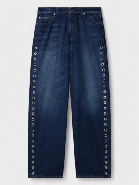 Off-White Eyelet Loose Fit Jeans Medium Blue