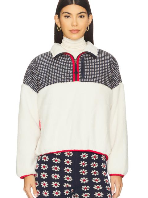 THE GREAT. Print Mix Plush Terrain Half Zip Jacket