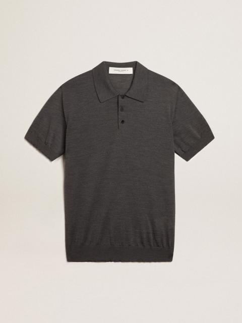 Golden Goose Women’s polo shirt in anthracite merino wool