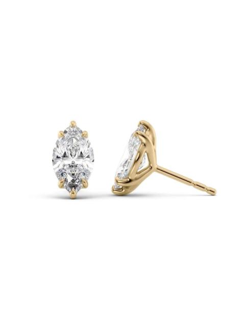 Tresorra - Tresorra 14K Yellow Gold 4 ctw Marquise Cut Lab-Grown Diamond IGI Certified Stud Earrings