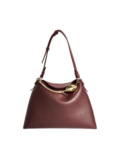 Erdem Large Bloom Leather Shoulder Bag burgundy