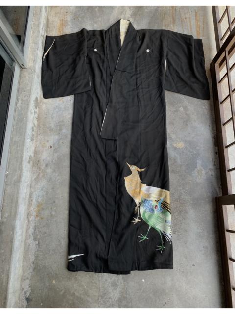 Other Designers Vintage - Vintage Kimono Embroided Kujaku Peacock Silk Kimono Jacket