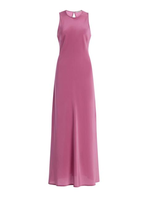 ASCENO Valencia Silk Maxi Dress pink