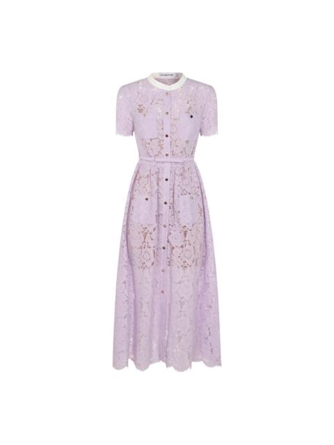 self-portrait Lilac Lace Button Front Midi Dress