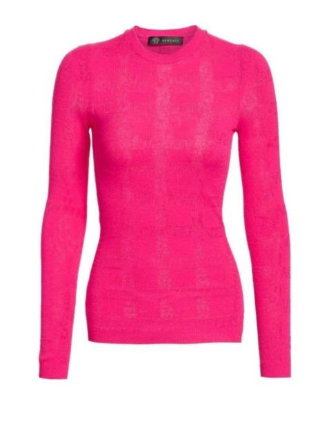 VERSACE Perforated Logo Stretch Knit Sweater