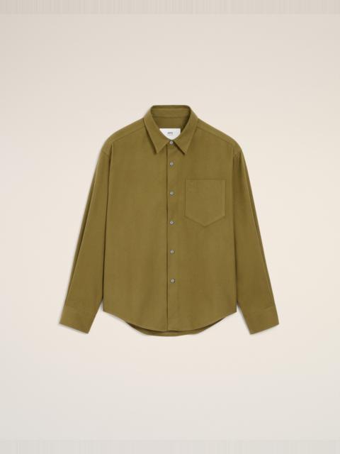 AMI Paris GREEN COTTON EMBOSSED AMI DE COEUR BOXY SHIRT