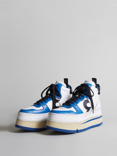 R13 RIOT LEATHER HIGH TOP - SKATE WHITE & COBALT