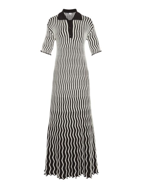 Bottega Veneta Ribbed Wool-Blend Midi Dress stripe