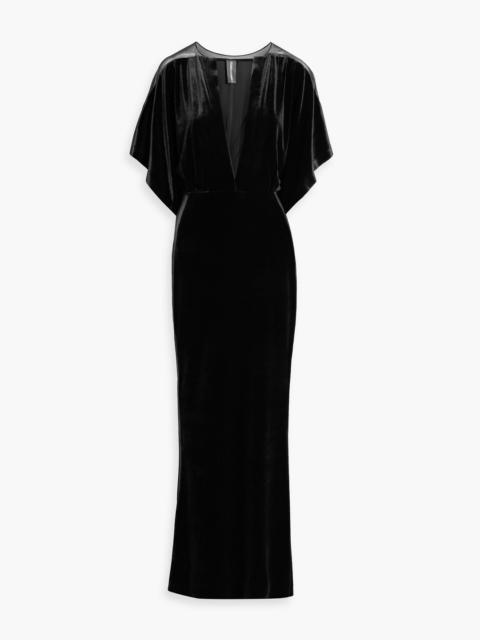 NORMA KAMALI Obie tulle-trimmed velvet gown