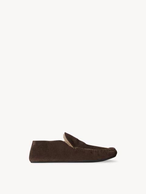 The Row Leo Loafer in Suede and Shearling