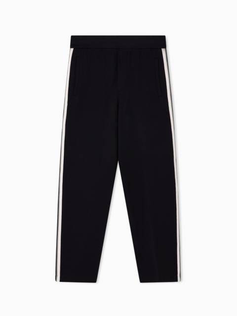 EMPORIO ARMANI ASV JERSEY TROUSERS WITH ELASTICATED WAIST AND CONTRASTING BANDS