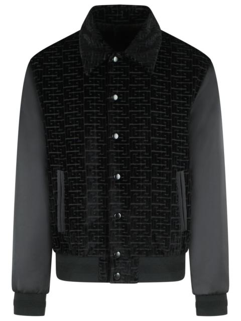 Balmain Balmain 'Monogram' Bomber Jacket In Cotton And Black Viscose Men
